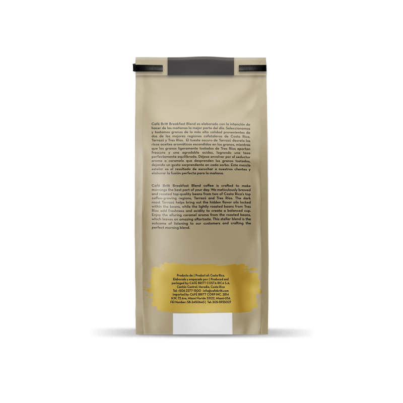 COSTA RICAN BREAKFAST BLEND COFFEE, WHOLE BEAN 340g